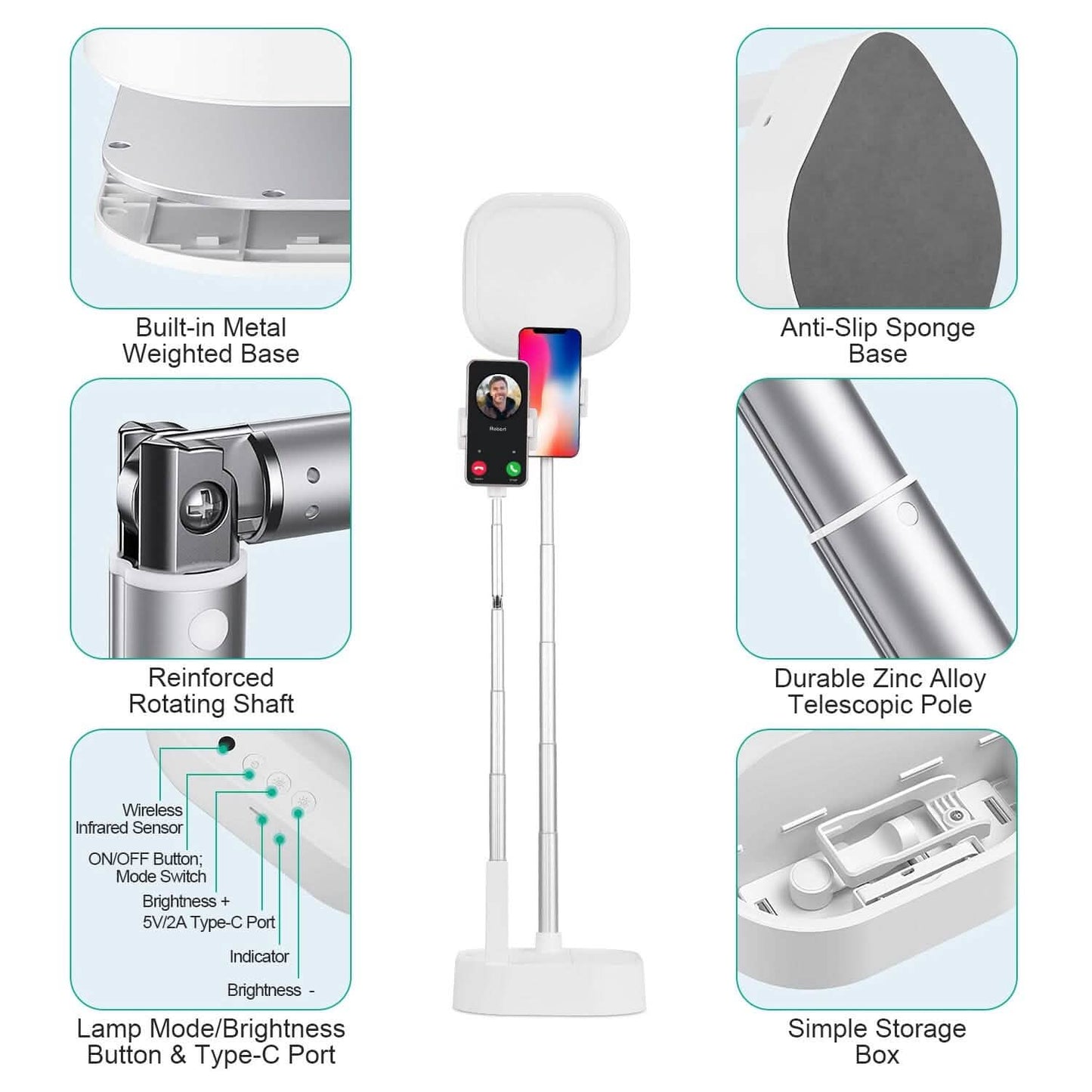 360° Rotatable Dual Phone Holder with Rechargeable Wireless Remote V8 Mobile Accessories - Tophatter Daily Deals