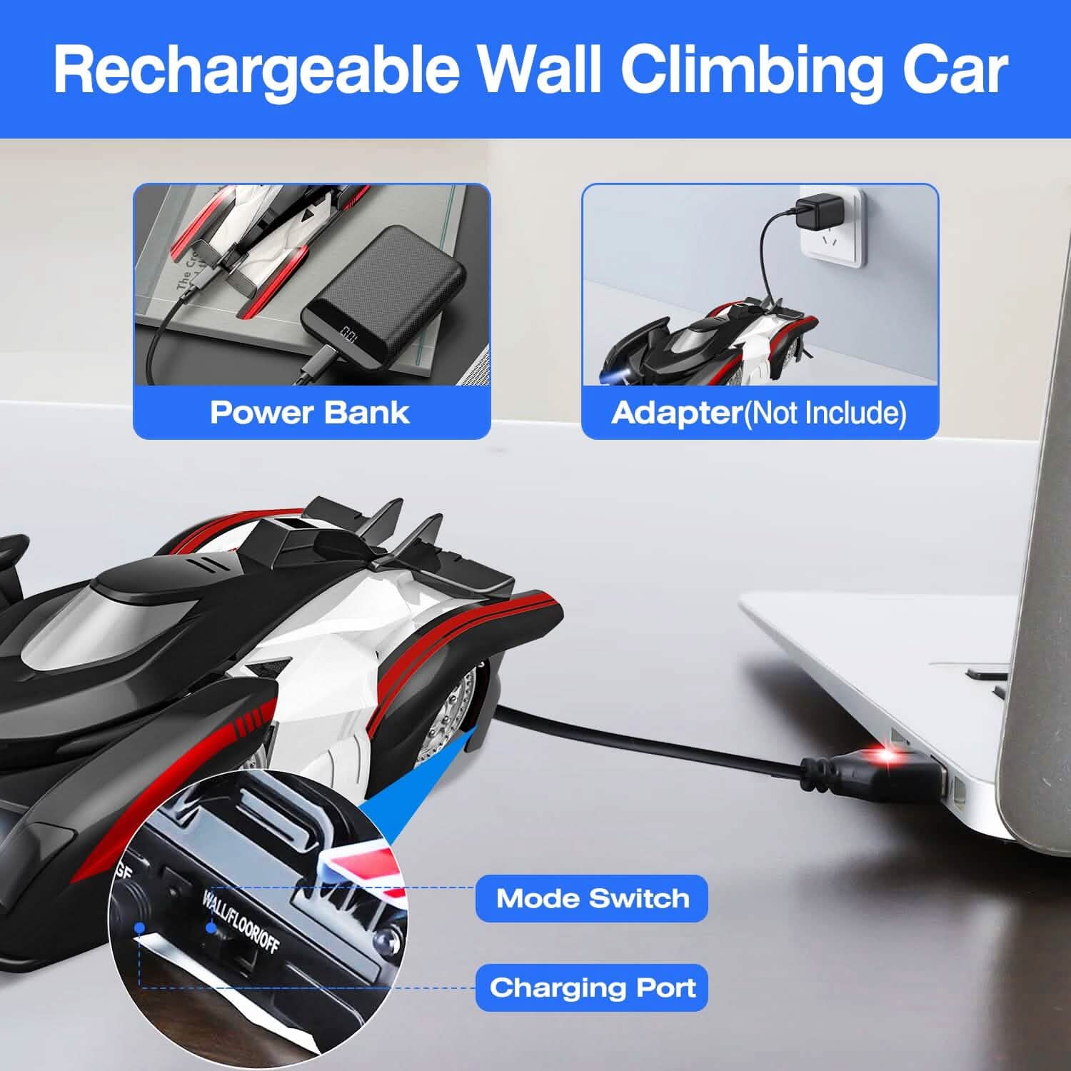 360¬∞ Rotating Electric Wall Climbing Remote Control Dual Mode Car Toys & Games - Tophatter Daily Deals