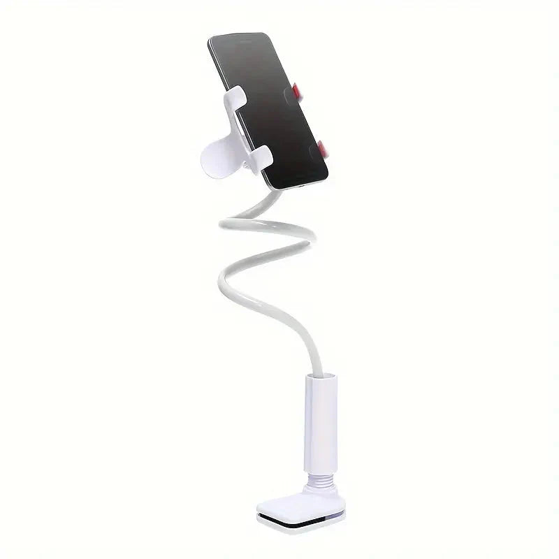 360° Rotating Universal Phone Stand with Flexible Spiral Base for Lazy Browsing White Phone Holder - Tophatter Daily Deals