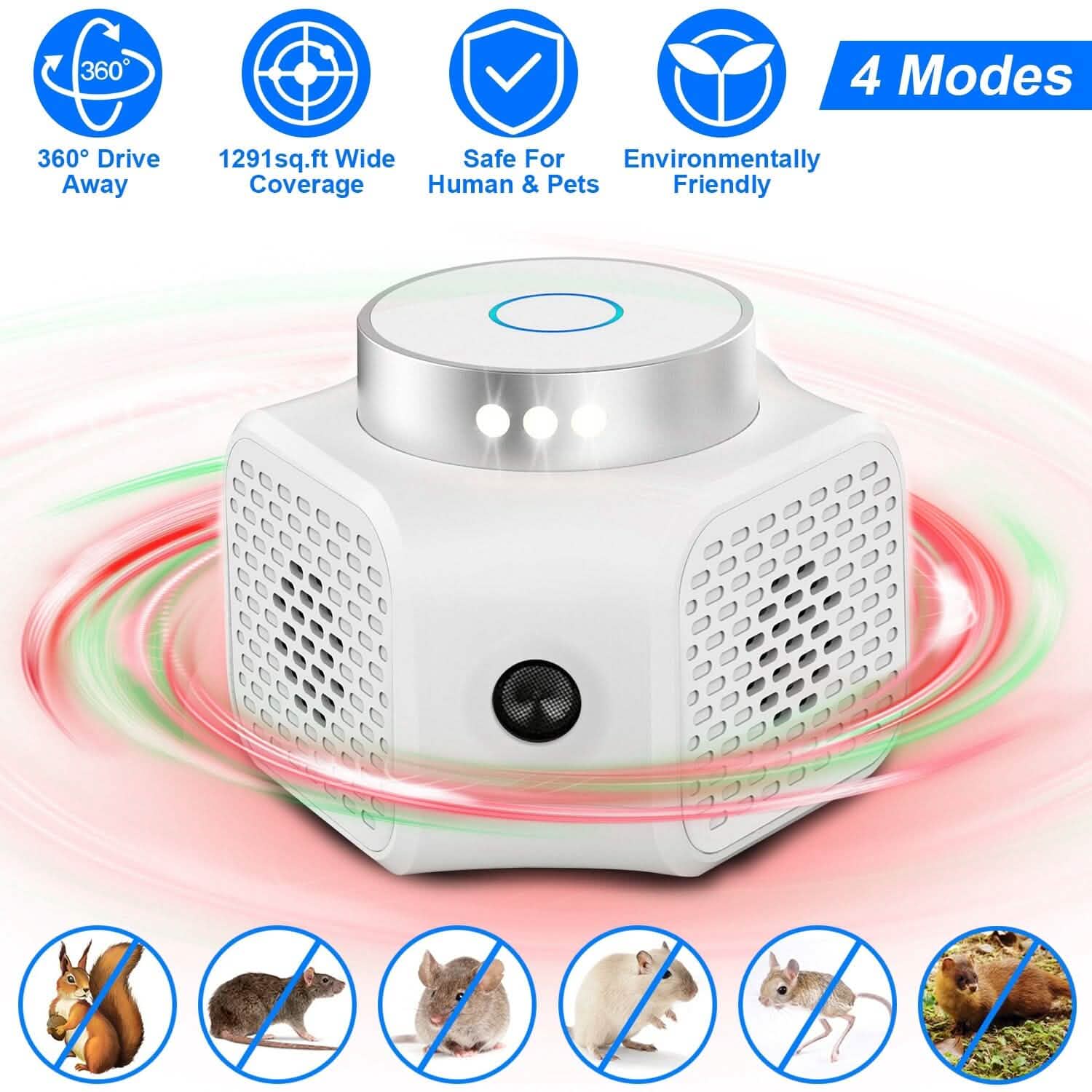 360° Ultrasonic Rodent Chaser Electronic Plug-in Mouse Control Pest Control - Tophatter Daily Deals