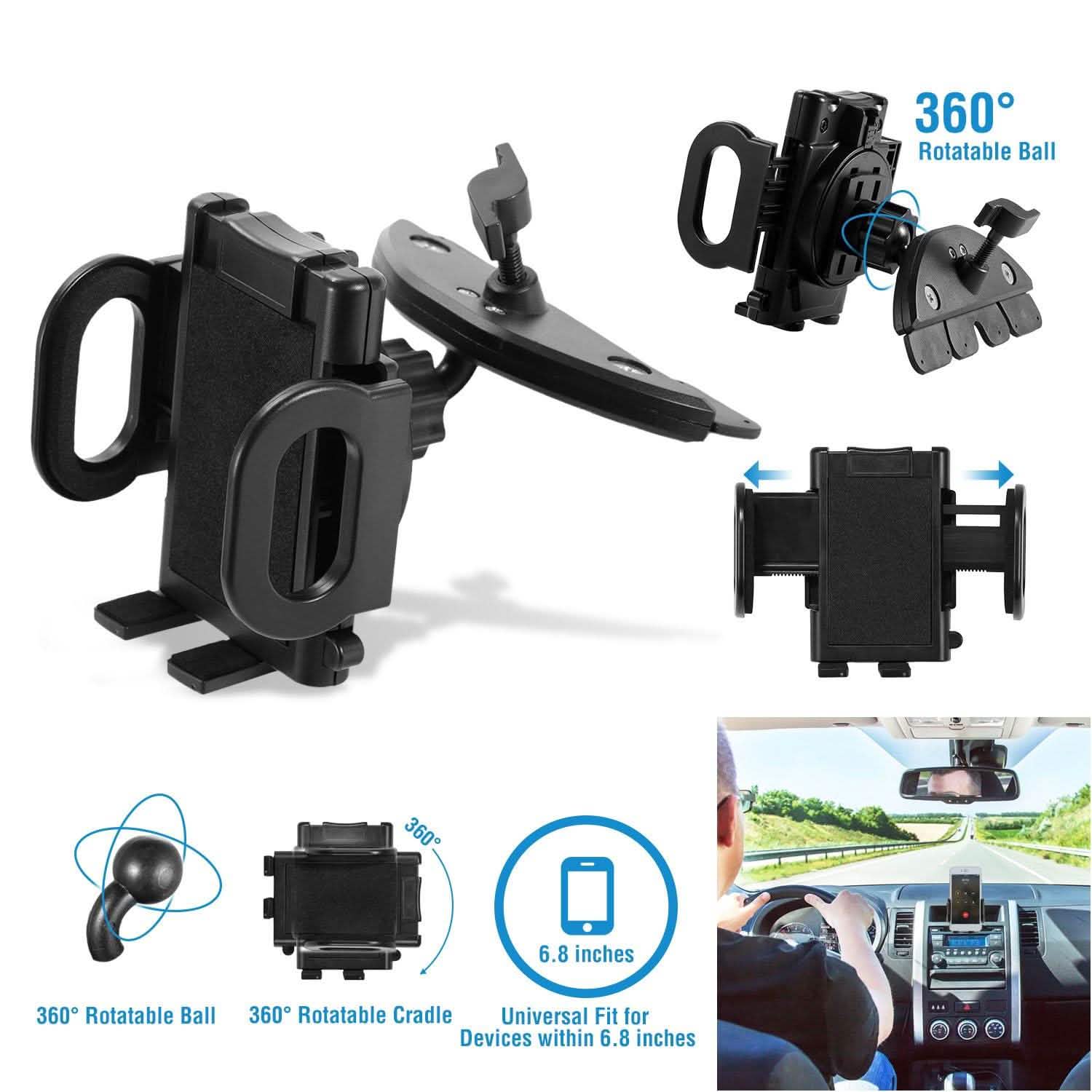 360° Universal CD Slot Car Phone Mount Automotive - Tophatter Daily Deals