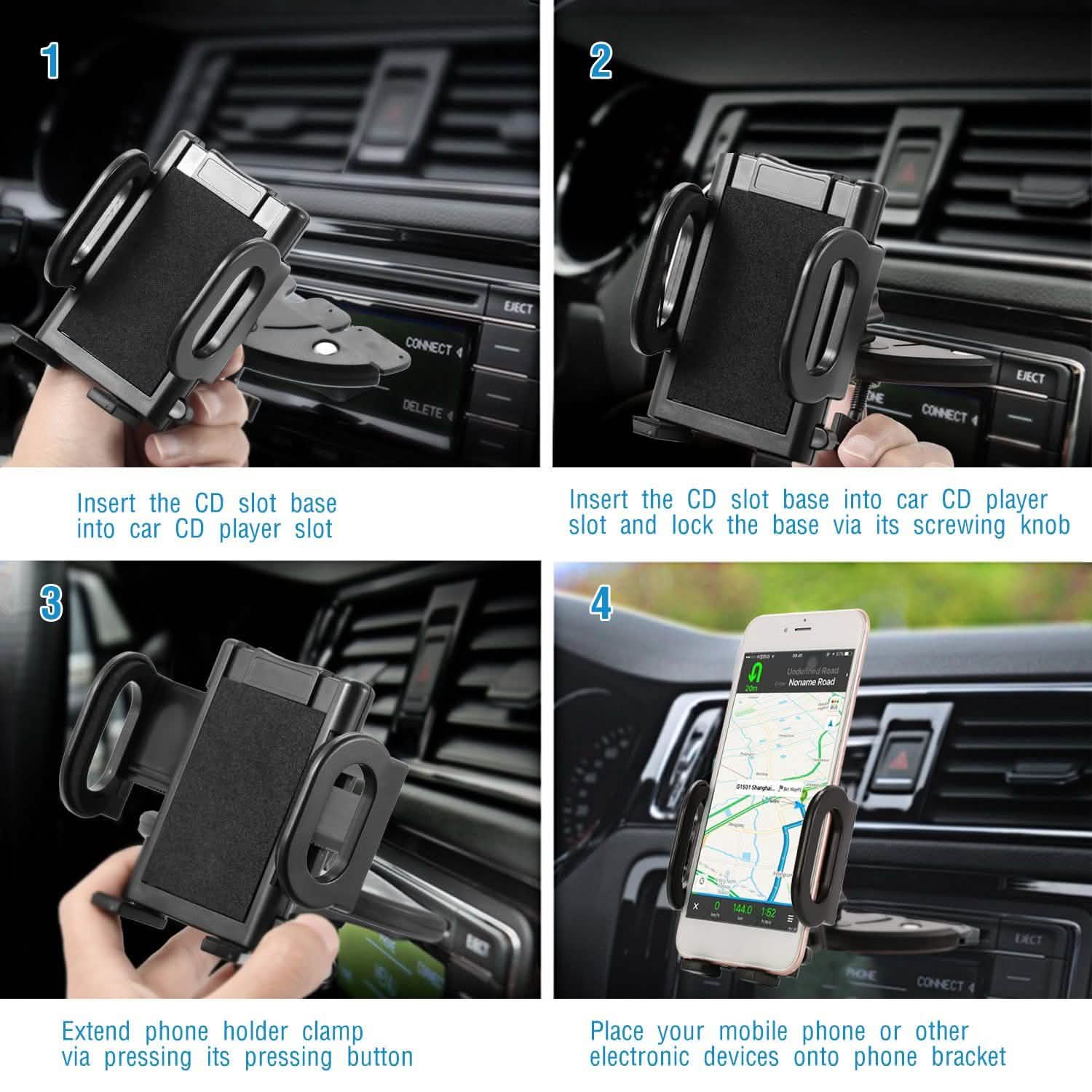 360° Universal CD Slot Car Phone Mount Automotive - Tophatter Daily Deals