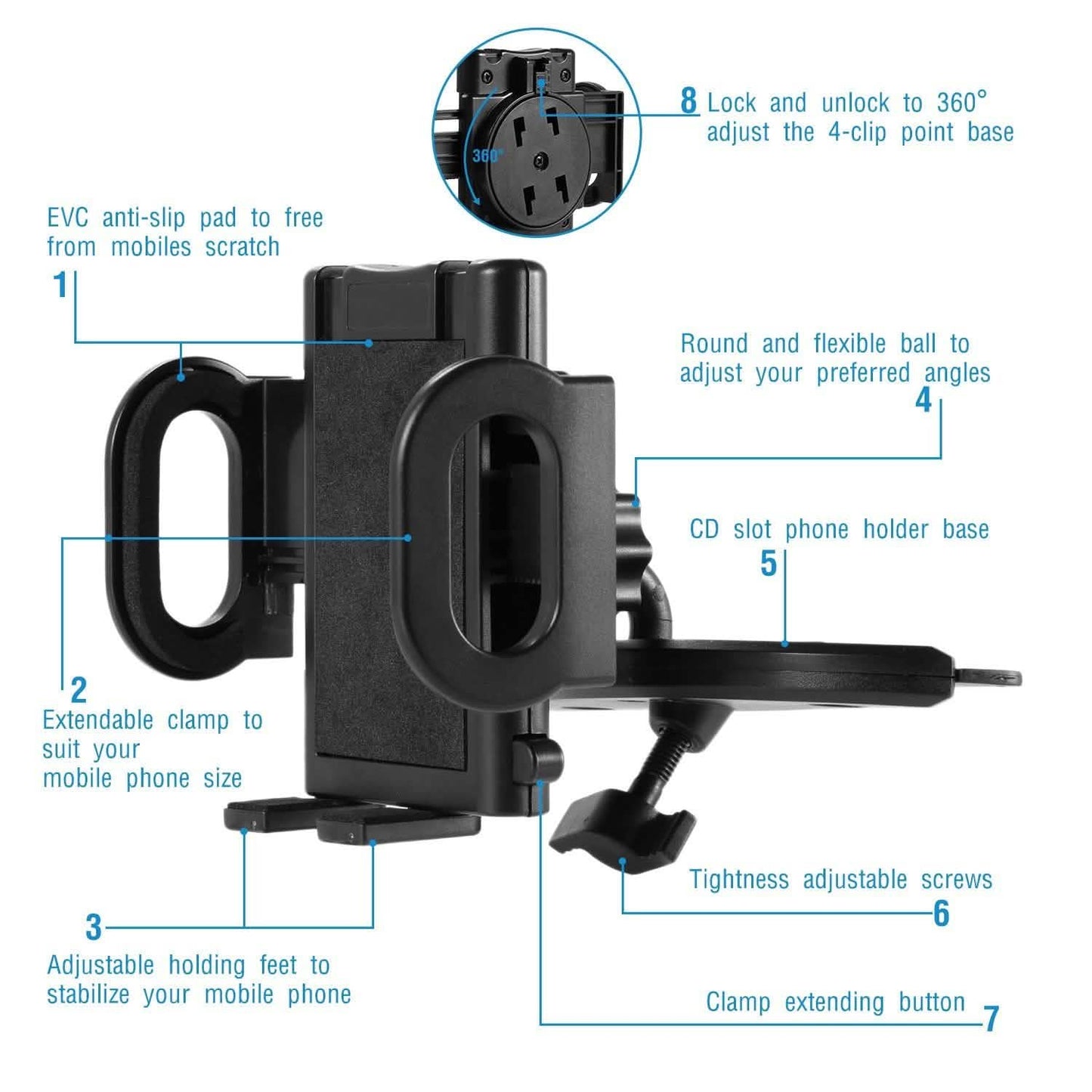 360° Universal CD Slot Car Phone Mount Automotive - Tophatter Daily Deals