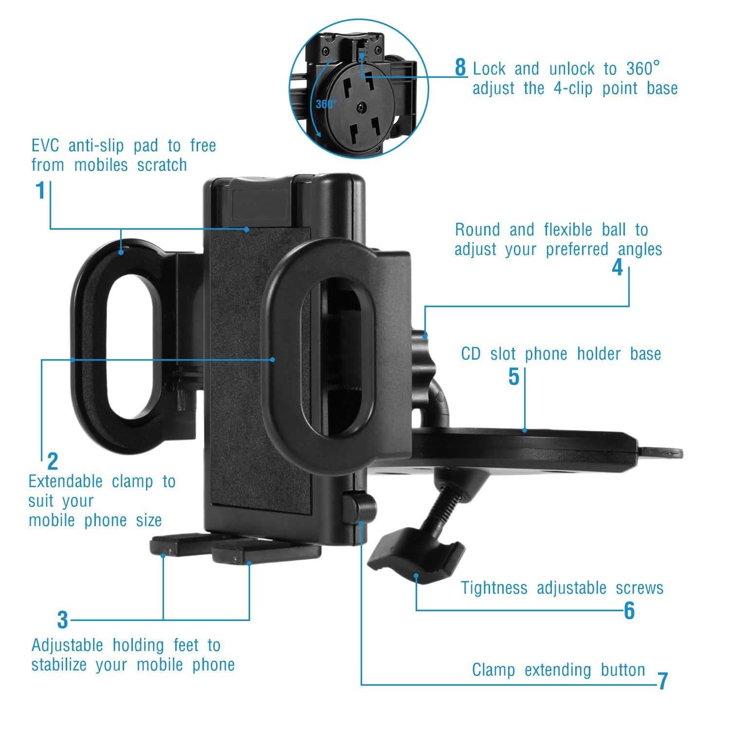 360° Universal CD Slot Car Phone Mount Automotive - Tophatter Daily Deals