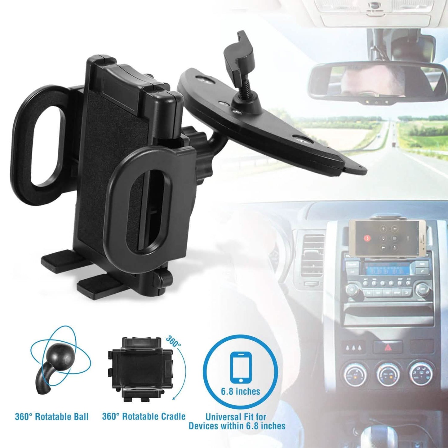 360° Universal CD Slot Car Phone Mount Automotive - Tophatter Daily Deals