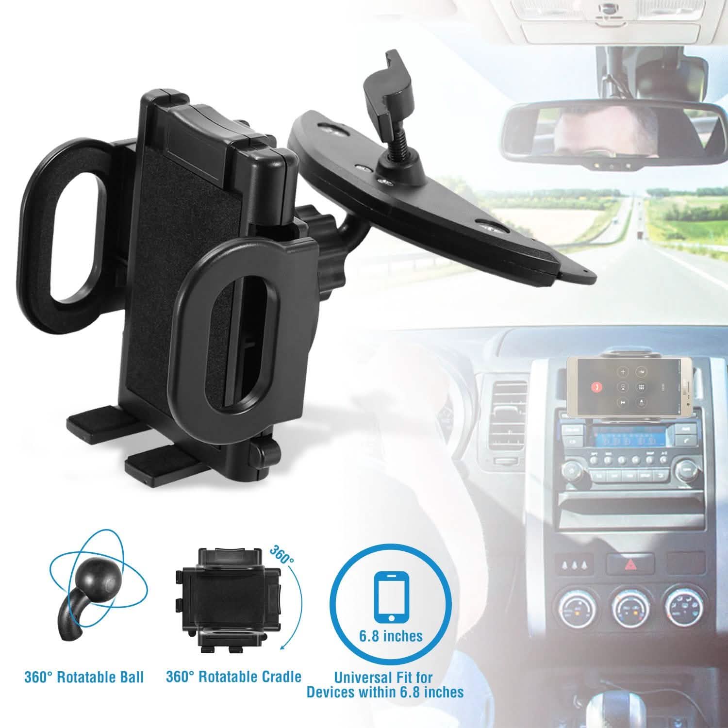 360° Universal CD Slot Car Phone Mount Automotive - Tophatter Daily Deals