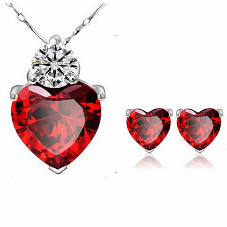 Aliexpress selling jewelry red peach Earring Necklace bride jewelry set Taobao supply 0 - Tophatter Daily Deals