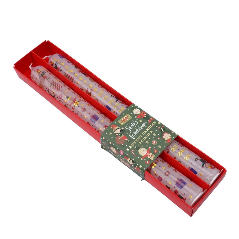Set of 2 Santas Workshop Christmas Advent Candles | Advent Christmas Candles Advent Candle - Tophatter Daily Deals
