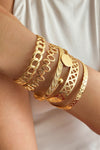 Gold Multi Layered Opening Plated Bangle Set Gold ONE SIZE Alloy Bracelets - Tophatter Daily Deals