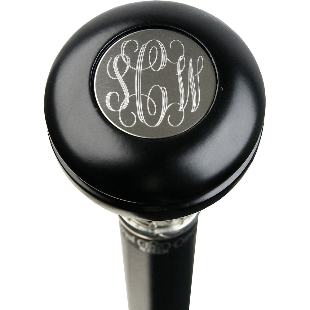 Personalized Engraved Knob Stick: Black Beechwood Shaft Walking Cane Engraving - Tophatter Daily Deals