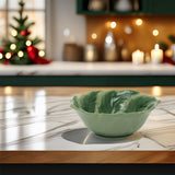 Reactive Glaze Holly Foliage Christmas Bowl | Festive Ceramic Bowl - 220ml Bowl - Tophatter Daily Deals