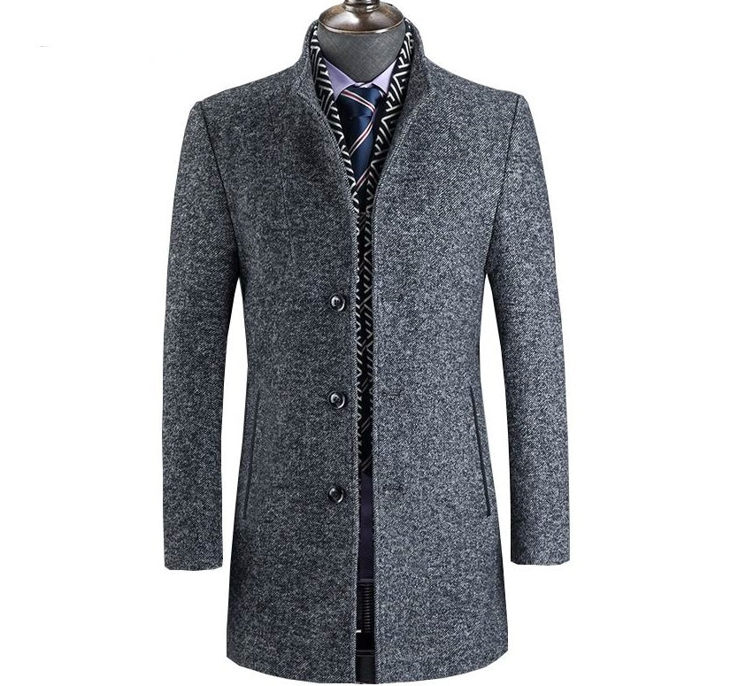 Insulating Men's Overcoat - Single-Breasted, Wool, Commute Grey 3D Changing Face Moving Picture Frame - Tophatter Daily Deals