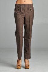 Women's Twill Crop Pants Chocolate 7 Pants - Tophatter Daily Deals