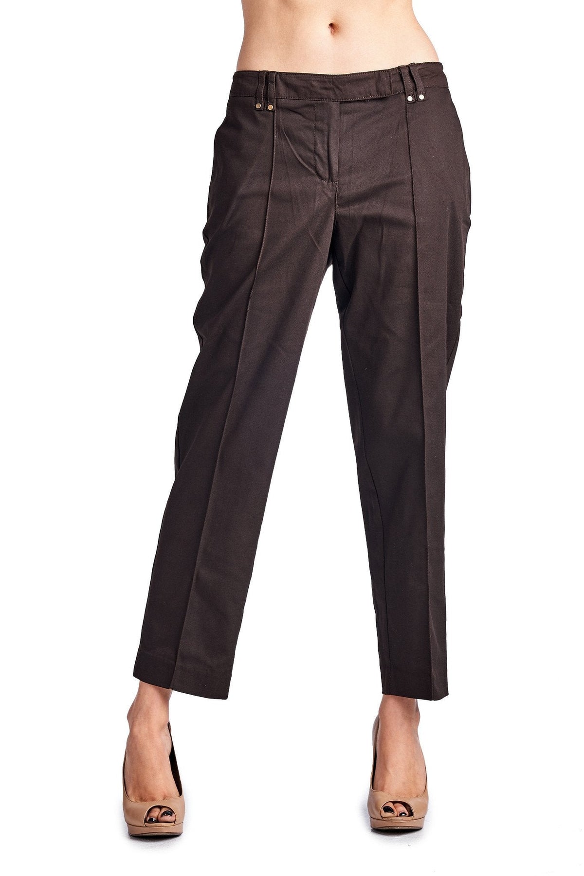 Larry Levine Chocolate Stretch Pants Chocolate 7 Pants - Tophatter Daily Deals