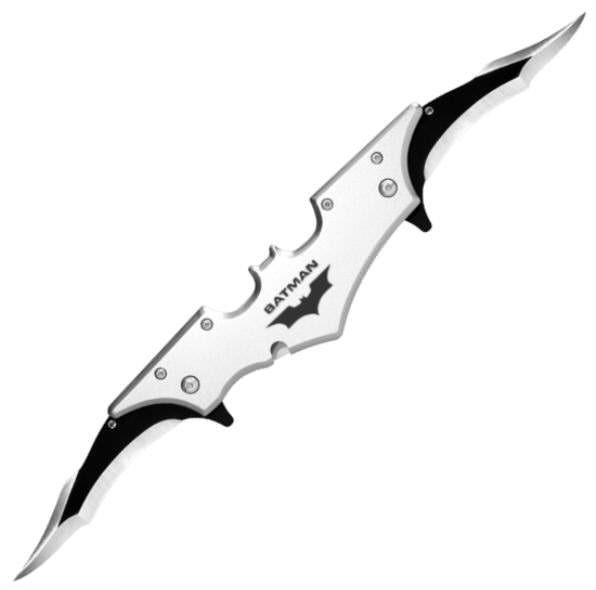Mini Batman Spring Assisted Double Blade Silver Knife Collectible Weapons - Tophatter Daily Deals