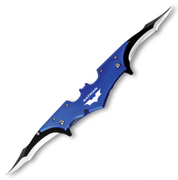 Mini Blue Batman Spring Assisted Double Blade Knife - TOPHATTER'S ARMORY DEALS Collectible Weapons - Tophatter Daily Deals
