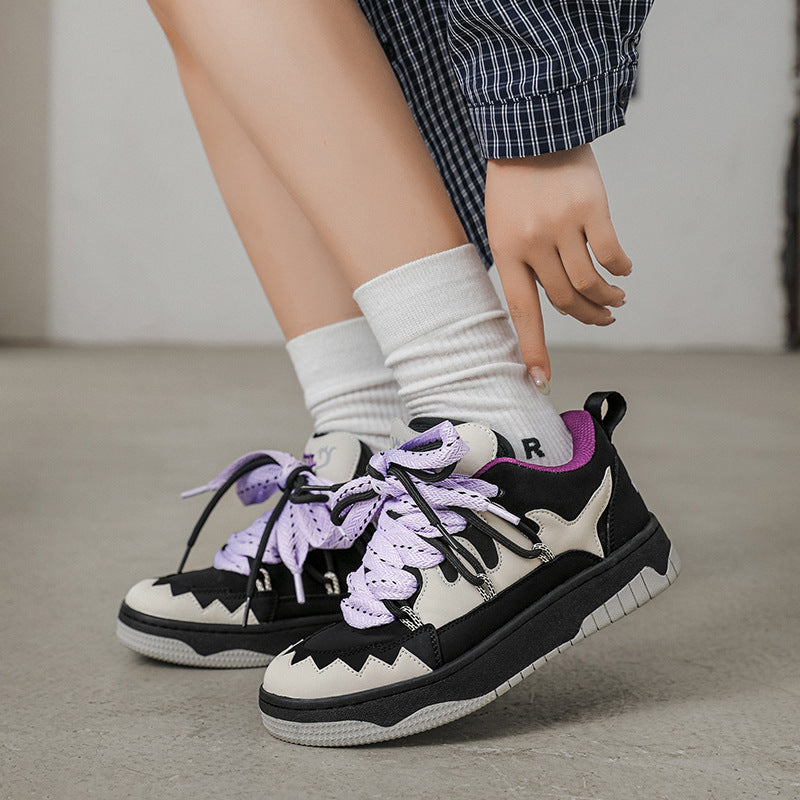 Black And White Contrast Color Skateboard Casual Shoes 0 - Tophatter Daily Deals