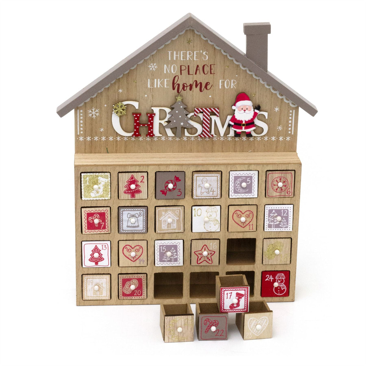 Wooden House Christmas Advent Calendar | Santa Fill Your Own Calendar - 31x35cm Advent Calendar - Tophatter Daily Deals