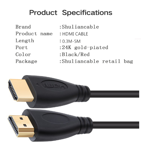 3FT,0.3M,1M,1.5M,2M,3M,5M High speed Gold Plated Plug Male-Male HDMI Cable 1.4 Version HD 1080P 3D for HDTV XBOX PS3 computer 0 - Tophatter Daily Deals