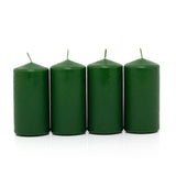 Set of 4 Green Pillar Candles | Unscented Wax Candles for Home & Events - 5x10cm Candle - Tophatter Daily Deals