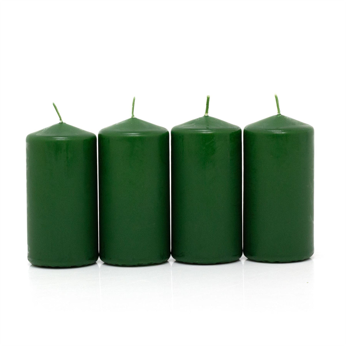 Set of 4 Green Pillar Candles | Unscented Wax Candles for Home & Events - 5x10cm Candle - Tophatter Daily Deals