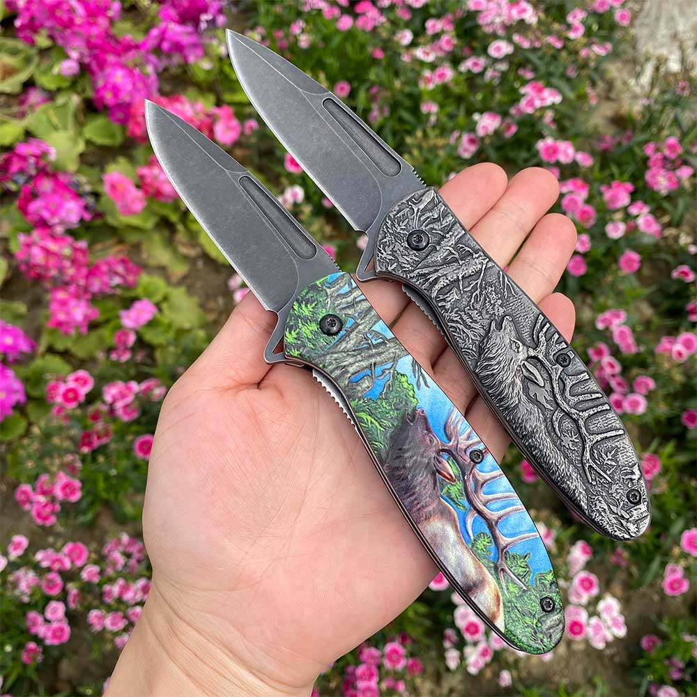Male Deer Folding Knife Portable Camping Tool - Tophatter Daily Deals