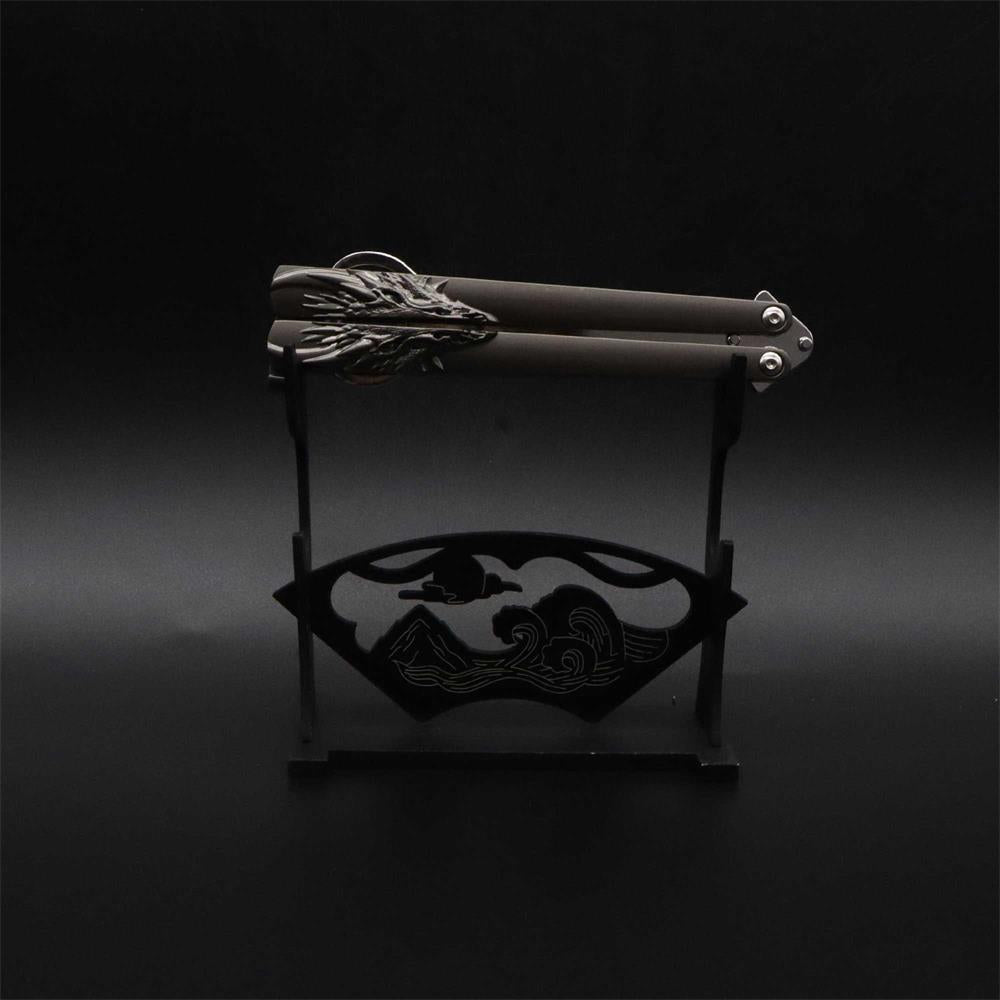 Dragon Head Totem & Sword Metal Balisong Bottle Opener Balisong & Stand - Tophatter Daily Deals