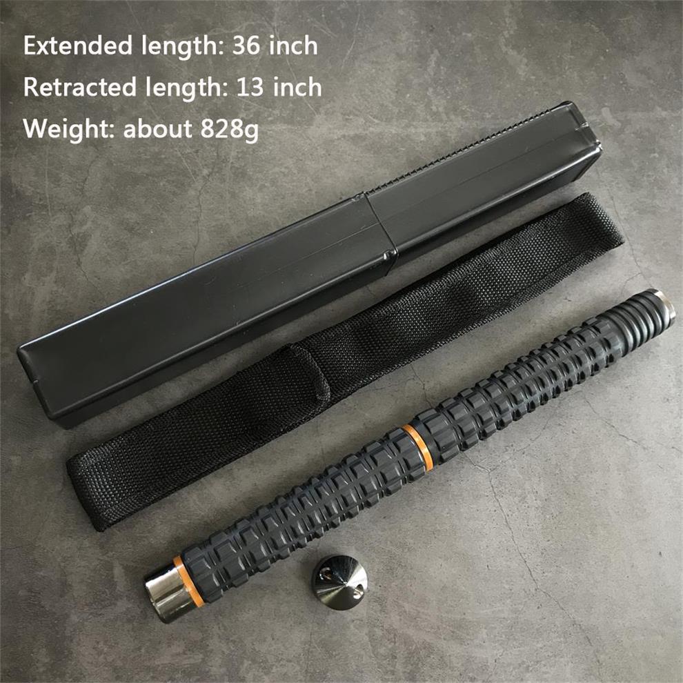 Self-defense three-section telescopic stick Black 36 inch - Tophatter Daily Deals