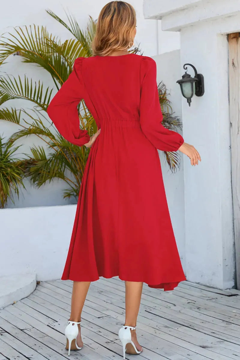 Twisted Long Sleeve Midi Dress Casual Dresses - Tophatter Daily Deals