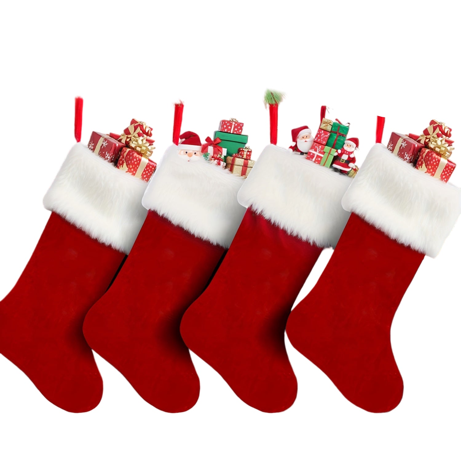 Classic Christmas Stockings Polyester Velvet Tube Socks (4pc) Christmas - Tophatter Daily Deals