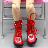 BJD Doll Boots Strap Printing Heart-shaped Doll Dress-up 41 Shoes Red 0 - Tophatter Daily Deals
