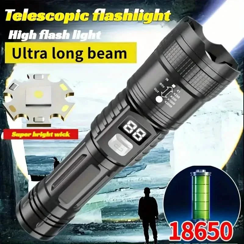 Ultra-Bright Tactical LED Flashlight – 3 Modes, USB Rechargeable, 600 Lumen, Outdoor, Hiking & Camping Outdoor Recreation - Tophatter Daily Deals