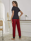 Heart Graphic Tee and Plaid Joggers Lounge Set Loungewear Sets - Tophatter Daily Deals