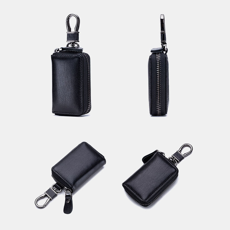 Men Genuine Leather Retro Mini Key Case Bag Large Capcity Fashion Car Key Keychain Wallet Men Bags - Tophatter Daily Deals
