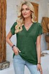 V-Neck Petal Sleeve T-Shirt Green Women's T-Shirts - Tophatter Daily Deals