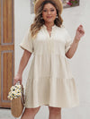 Plus Size Lace Detail Notched Short Sleeve Dress Casual Dresses - Tophatter Daily Deals