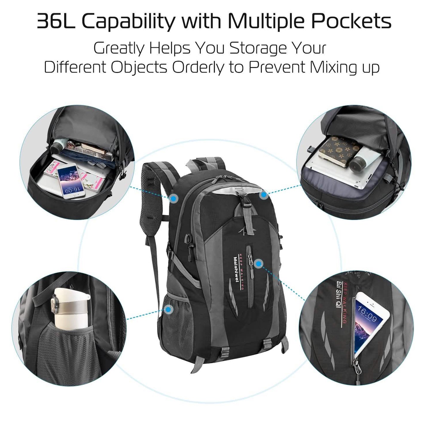 36L Outdoor Backpack Waterproof Travel Knapsack Handbags & Wallets - Tophatter Daily Deals