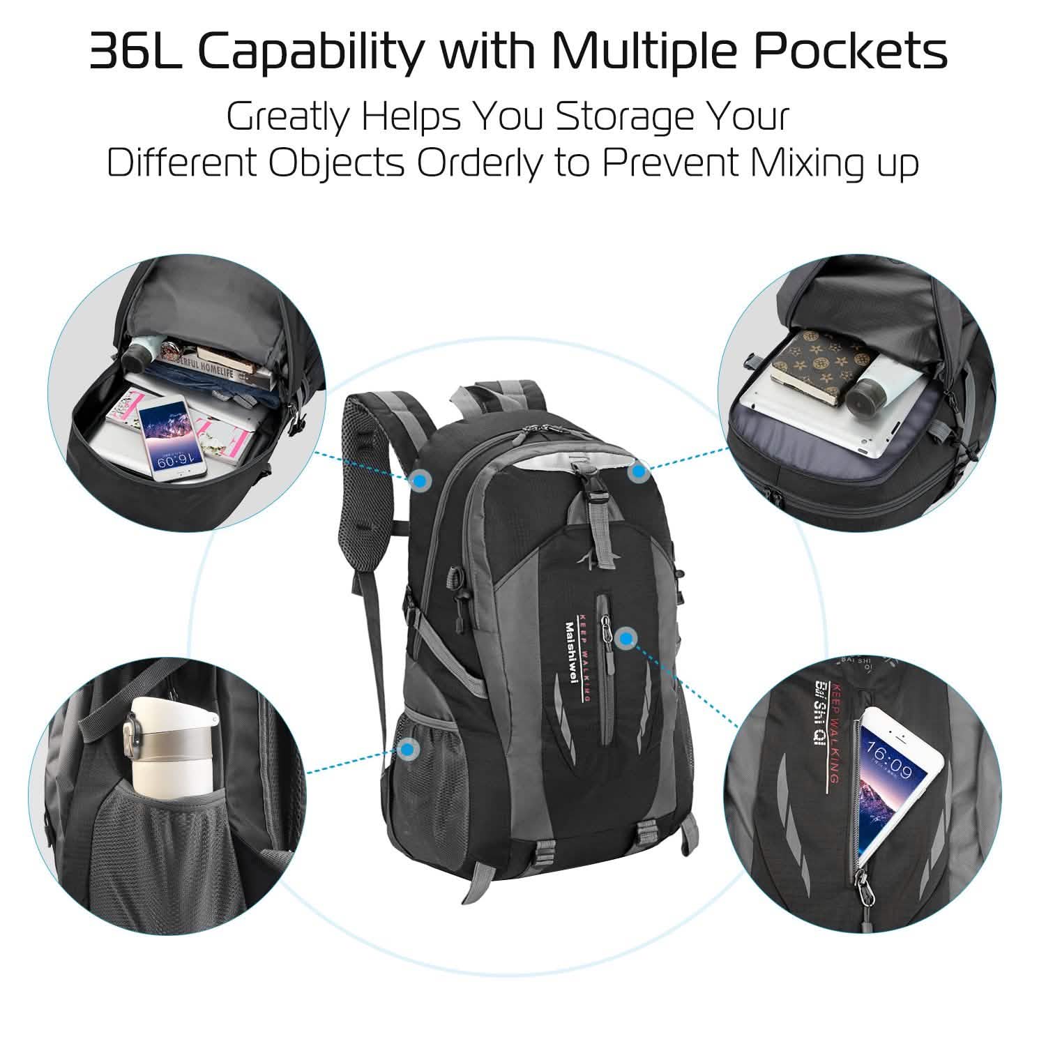36L Outdoor Backpack Waterproof Travel Knapsack Handbags & Wallets - Tophatter Daily Deals