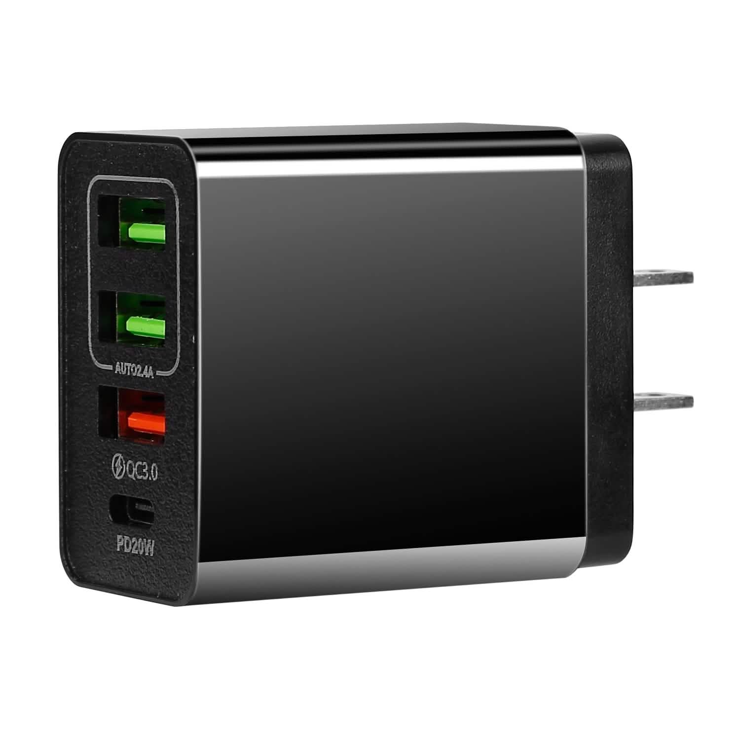 36W USB C 4-Port Fast Charger Black Mobile Accessories - Tophatter Daily Deals