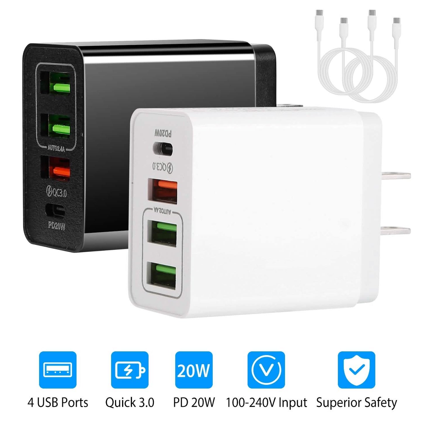36W USB C 4-Port Fast Charger Mobile Accessories - Tophatter Daily Deals