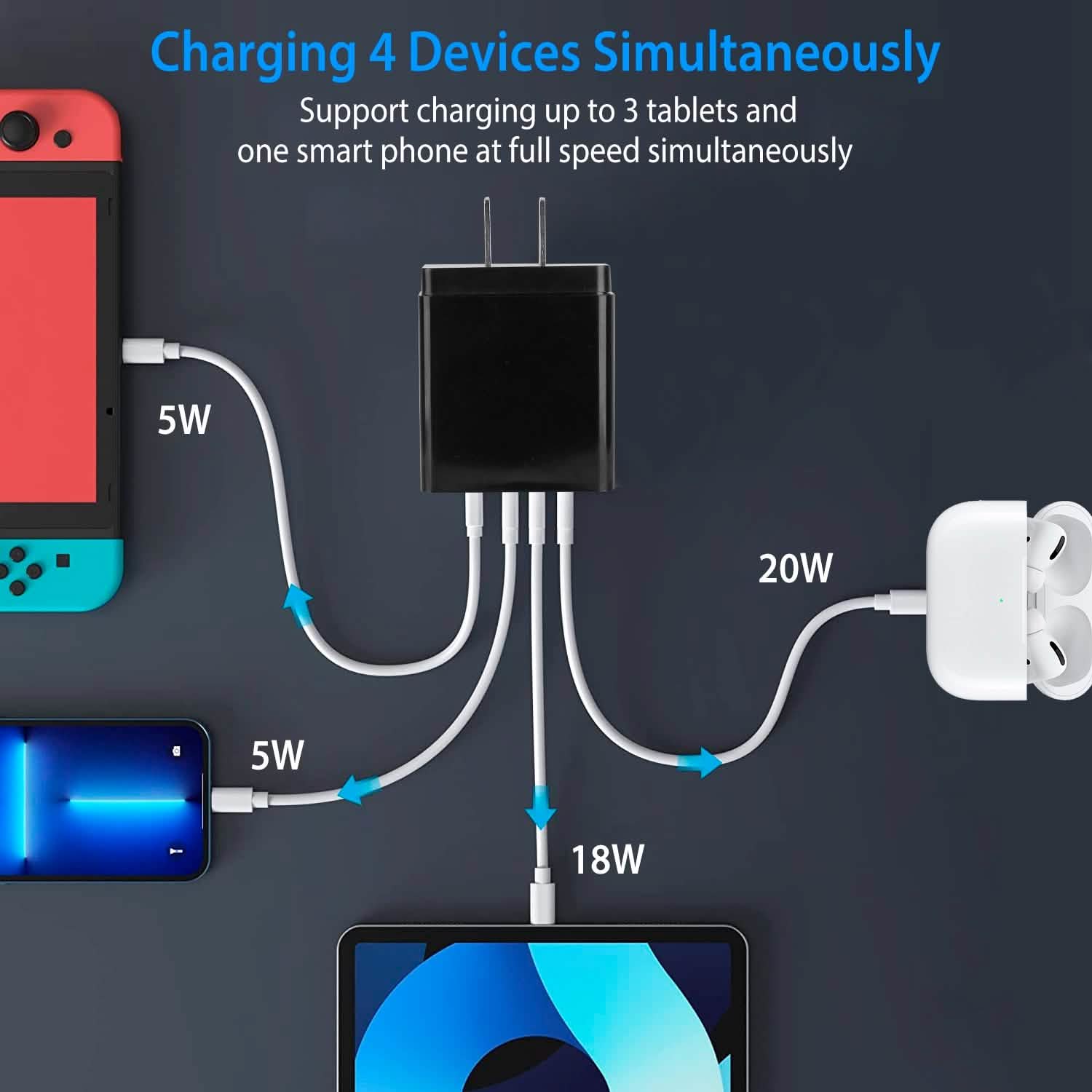 36W USB C 4-Port Fast Charger Mobile Accessories - Tophatter Daily Deals
