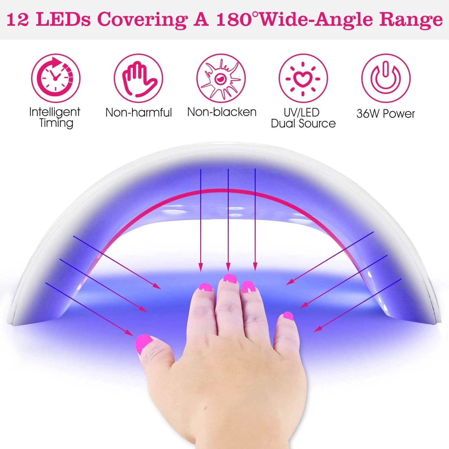 36W UV LED Lamp Nail Gel Dryer 12 LED Sensor Gel Curing Machine Beauty & Personal Care - Tophatter Daily Deals