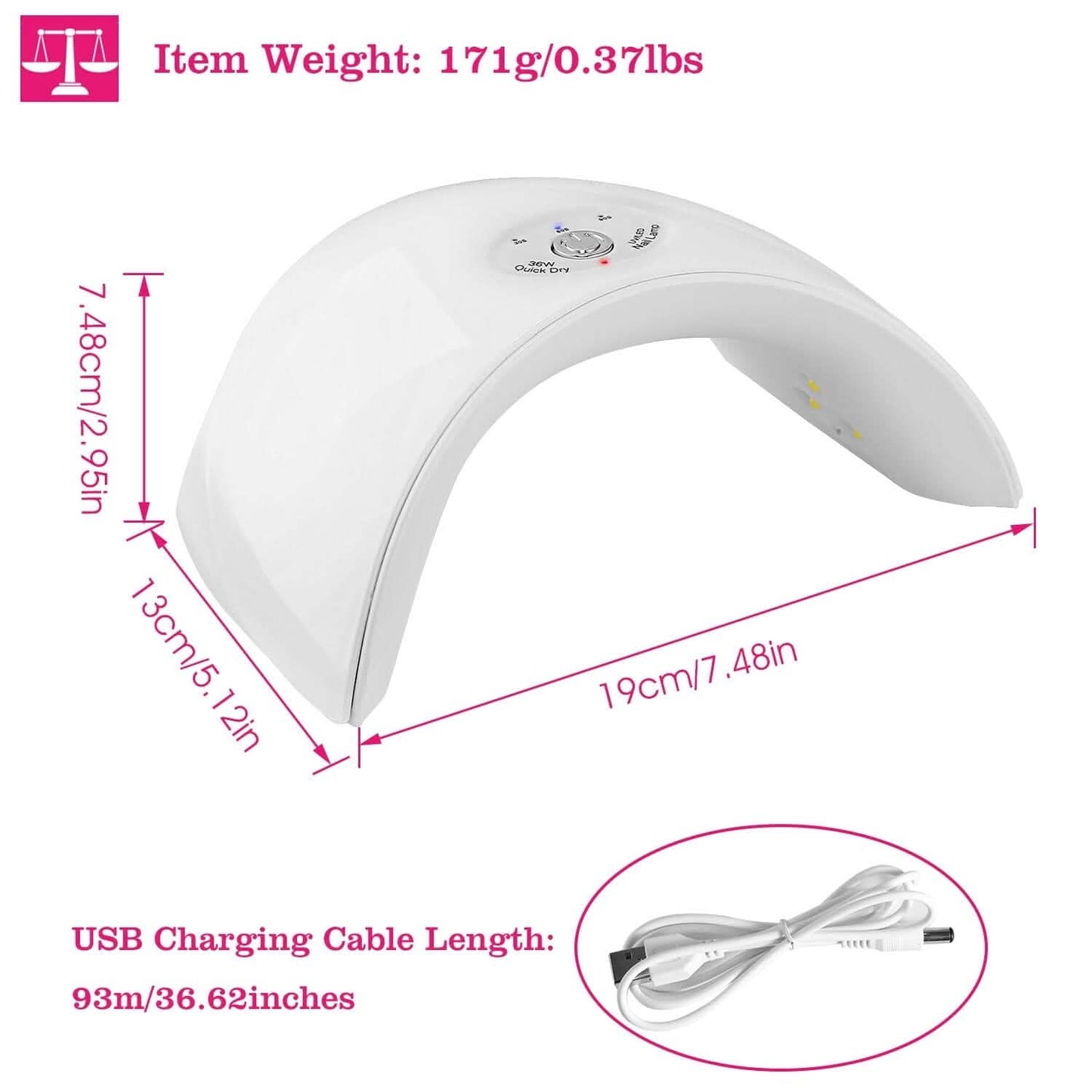 36W UV LED Lamp Nail Gel Dryer 12 LED Sensor Gel Curing Machine Beauty & Personal Care - Tophatter Daily Deals