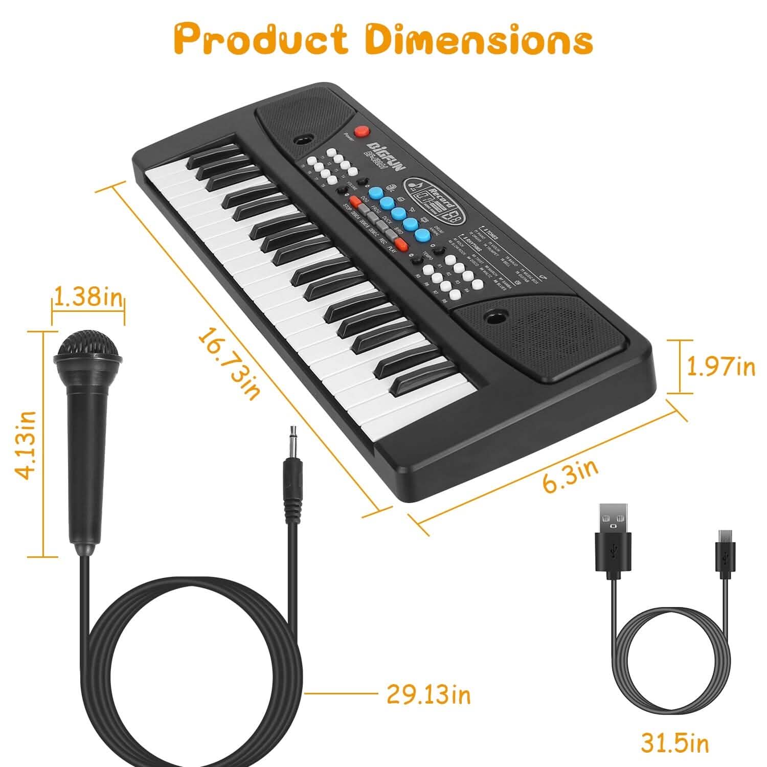 37 Keys Digital Music Electronic Keyboard Instrument with Microphone ...