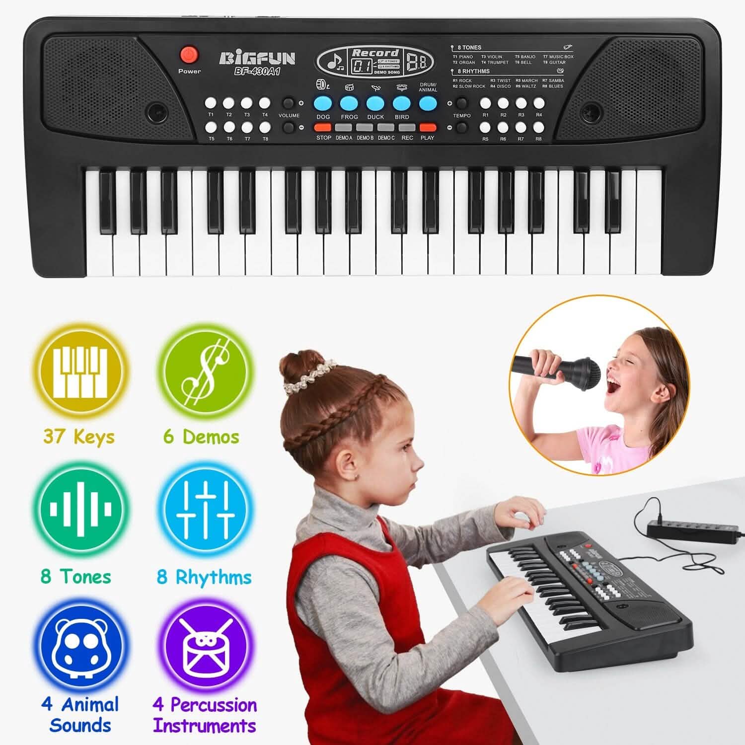 37 Keys Digital Music Electronic Keyboard Instrument with Microphone Toys & Games - Tophatter Daily Deals