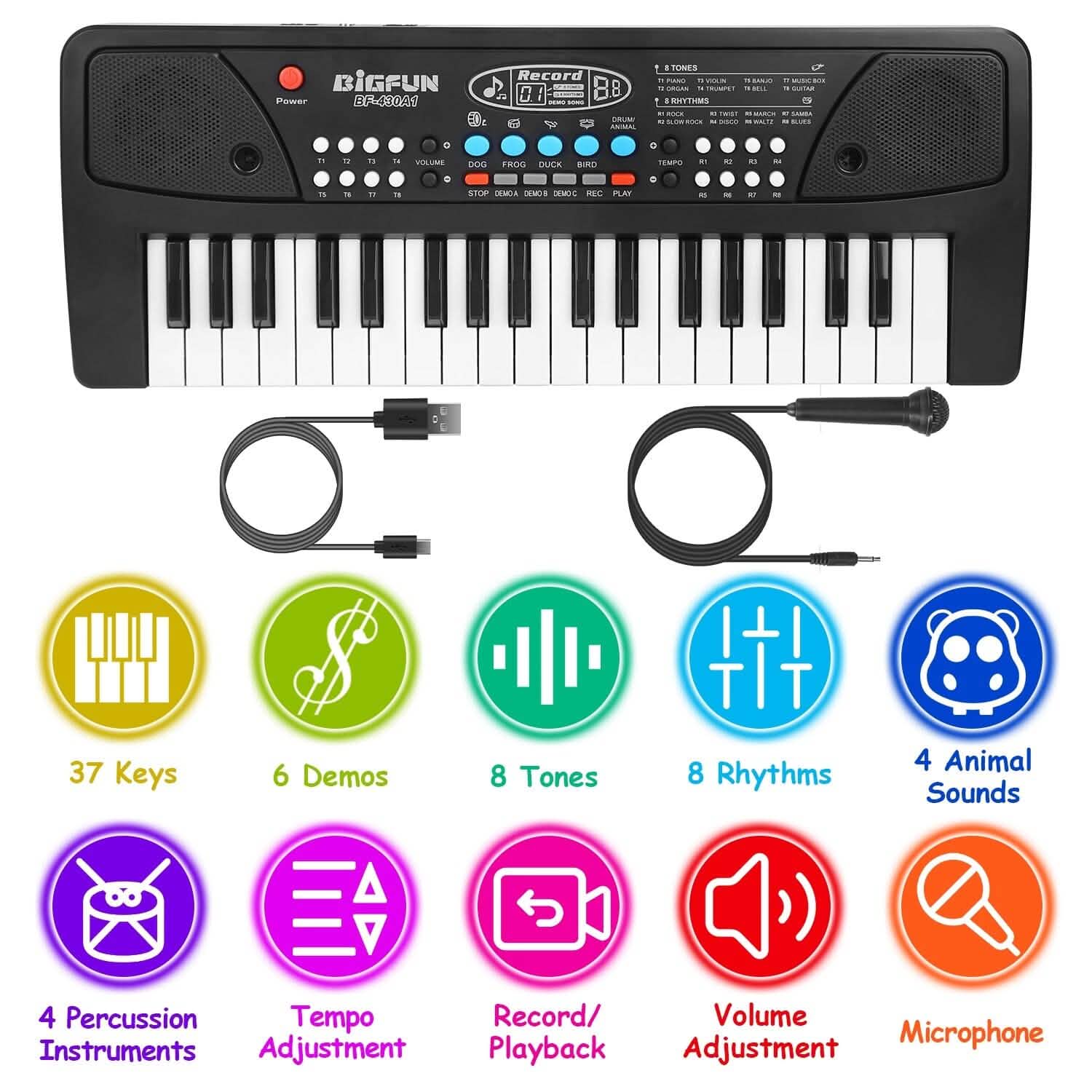 37 Keys Digital Music Electronic Keyboard Instrument with Microphone Toys & Games - Tophatter Daily Deals