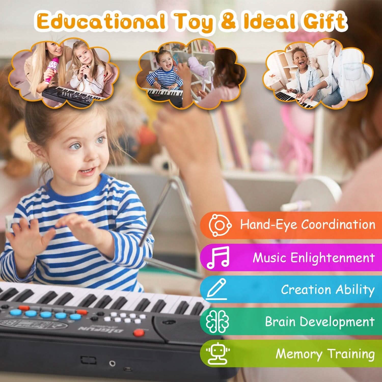 37 Keys Digital Music Electronic Keyboard Instrument with Microphone Toys & Games - Tophatter Daily Deals