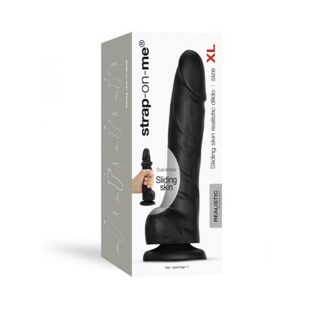 Strap-on-me Sliding Skin Realistic Dual-density Dildo Black Xl - Tophatter Daily Deals