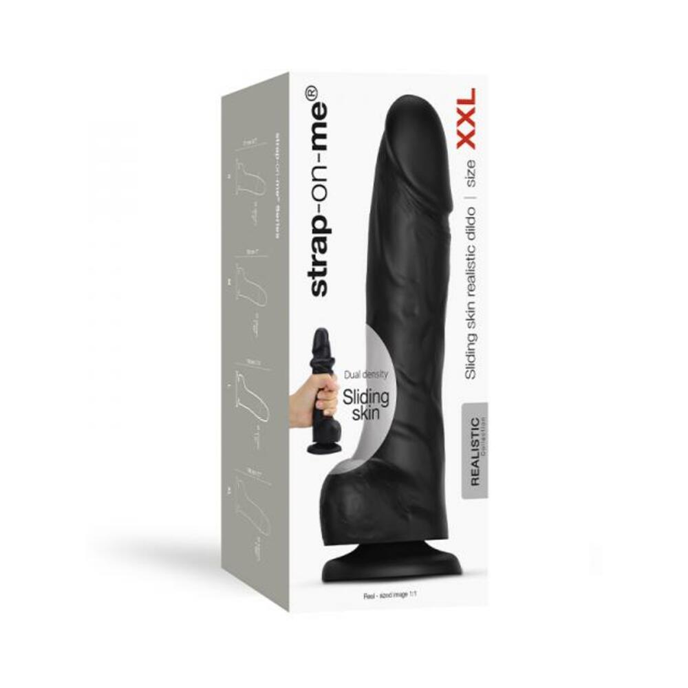 Strap-on-me Sliding Skin Realistic Dildo Dual Density Black Xxl - Tophatter Daily Deals