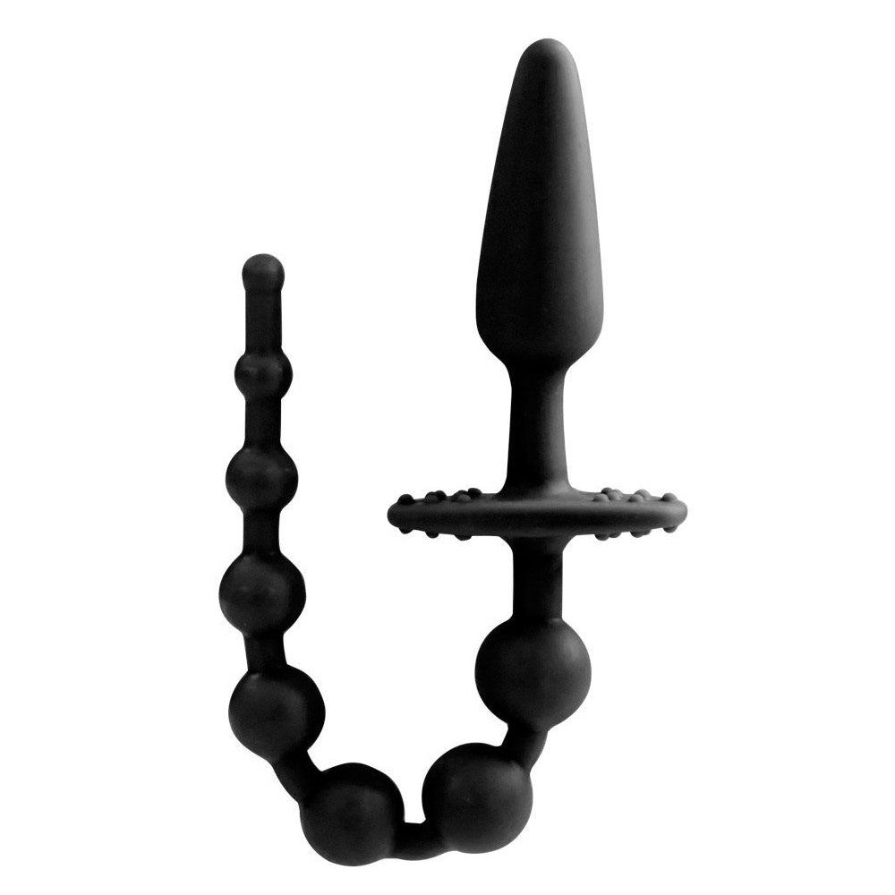Butt-On 2-in-1 Butt Plug & Booty Beads in Black Anal Sex Toys - Tophatter Daily Deals